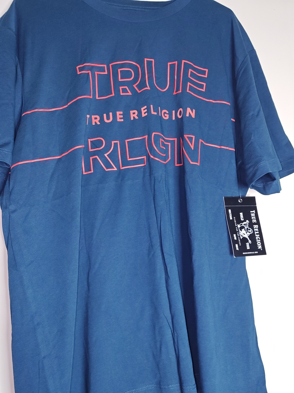 True Religion Men's Blue Graphic Logo T‑Shirt 3XL